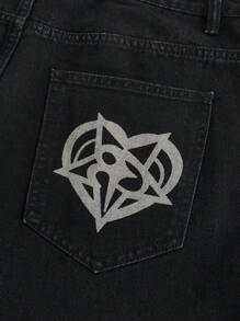 ROMWE MEN Anime 男士动漫印花牛仔裤