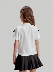 Ontre Tween 女童圆领蝴蝶结装饰泡泡袖 T 恤