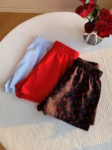 Comfortcana 3pcs/Set Women Elastic Waist Loose Casual Shorts - Multicolor - View 4