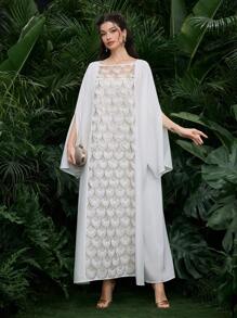 Al Najma 鳞片流苏开衩袖口长衬衫 - 白色 - 查看 6