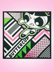 THE POWERPUFF GIRLS X SHEIN Women 1pc Powerpuff Girls Buttercup Cartoon Print Scarf - Multicolor - View 2