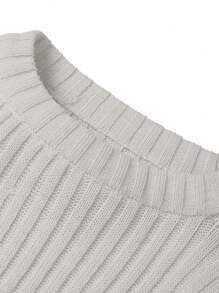 RueChic Men Stripe Knitted Crew Neck Regular Sweater - White - View 4