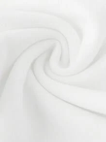 SHEIN 年轻女孩运动服白色纯色休闲宽松舒适百搭运动跑步户外优雅高腰设计贴身全长裤，棉质 - 白色 - 查看 6