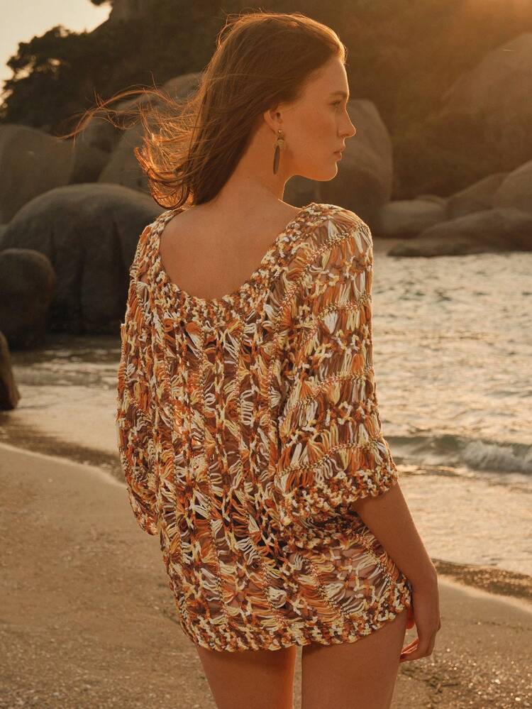 Coprispalle realizzato a mano all'uncinetto, con motivo floreale traforato, stile casual da vacanza, versatile, adatto per l'estate, la spiaggia, le vacanze, ed elegante