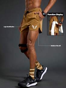 Manfinity Sport Polished Shorts deportivos casuales con bolsillo y diseño con lazo delantero impresos para hombres, de diseño simple