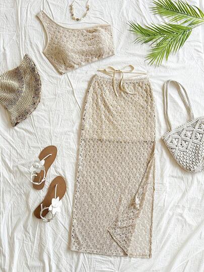 Soleia 2 件套女士纯色上衣和裙子套装，简约时尚休闲日常穿着海滩度假服装春夏女士西部音乐节波西米亚假日波西米亚风