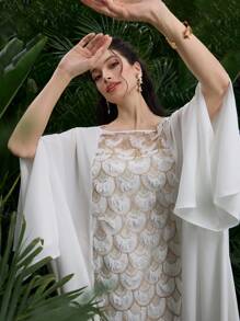 Al Najma 鳞片流苏开衩袖口长衬衫 - 白色 - 查看 7