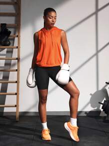 Powerista 女士字母印花连帽休闲运动运动衫 - 橘色 - 查看 5