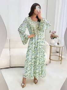 Al Najma Abito floreale ampio e modesto da donna con colletto floreale personalizzato e fantasia floreale ditsy