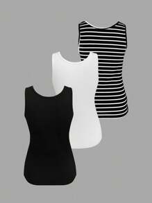 Chiquease Women's Casual Versatile Comfortable Round Neck Tank Top - Multicolor - View 2