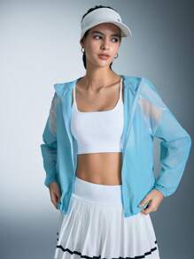 CourtClass Women's Long Sleeve Zip Front Hooded Lightweight Sun Protection Jacket