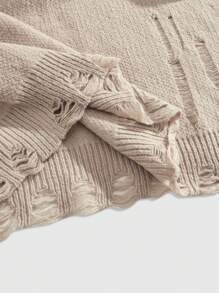 ROMWE MEN Street Life Men's Autumn/Winter Angel Logo Long Sleeve Crew Neck Sweater - Khaki - View 5