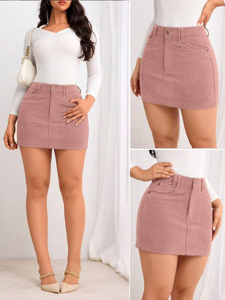 Women's Solid Color Minimalist A-Line Skirt, Suitable For Summer - Pink - View 1