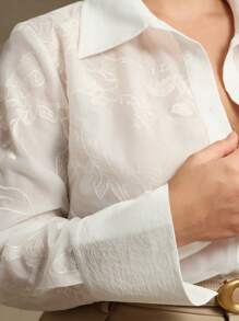 Anewsta Chemise à manches longues élégante et vintage avec col brodé de style français. Vêtements modestes pour femmes, printemps