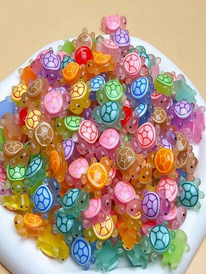 100 قطعة من تماثيل السلاحف البحرية المصغرة، أشكال سلاحف راتنجية مصغرة متعددة الألوان تضيء في الظلام ألعاب صغيرة للحيوانات البحرية الصغيرة، لأعمال اليدوية ومناظر البيت الدمى والألعاب العملية والديكور البستان، مصغرات، لعبة صغيرة، سلحفاة، حيوانات راتينجية، ألعاب مصغرة