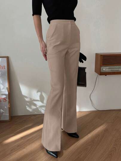 DAZY Women's Long Flare Leg Pants, Slimming And Leg-Lengthening Women Dress Pants
