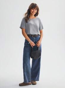 SHEIN LUNE Women's Criss-Cross Strap Backless Twist Floral Print Casual Comfortable T-Shirt - Grey - View 3