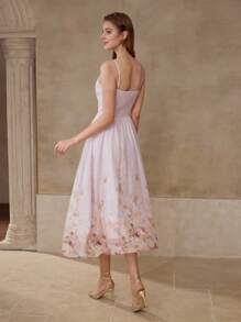 MOTF PREMIUM VESTIDO RECOGIDO CON ESTAMPADO DE FLORES - Rosa - Ver 4