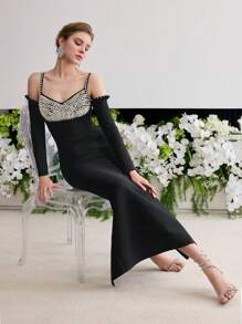 MOTF Soiréza VESTIDO CON DETALLES DE PERLAS FALSAS Y CREMALLERA - Negro - Ver 1