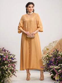 Al Najma 女士土耳其和阿拉伯传统长袍 - 駝色 - 查看 7