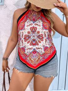 SHEIN VCAY Plus Size Boho Western Retro Print Spaghetti Strap Fringe Hem Sleeveless Cowgirl Outfit, Hippie Festival Summer Tops, Tube Tops, Going Out Tops, Off The Shoulder Tops, Graphic Tees, Rave Outfits Festival, Country Concert Outfit, Ibiza Fits, Beach Outfits For Women
