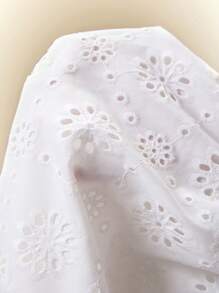 Poéselle 法式镂空钩花裙，白色长裙，弹力高腰长塔裙，波西米亚风女装，太阳裙，碎花裙，沙滩装，春假服装 - 白色 - 查看 5