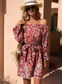LanaWest Robe mini asymétrique à col et épaules asymétriques, avec patchwork de dentelle, ceinture et poches. Style bohème, western et campagnard. Vêtement d'automne pour femmes. - Multicolore - Voir 3