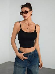 SHEIN Tall 4pcs Women Simple Solid Color Casual Versatile Cropped Camisole - Multicolor - View 3