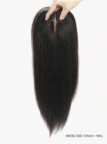 12inch Tóc Đối với phụ nữ Thực tế Con người Đầu tóc Tóc Thẳng Đối với phụ nữ Với Tỉa thưa Tóc Cơ sở Kích thước Kẹp Nối tóc Tự nhiên Đen Tóc giả piece - Natural Black - Xem 2