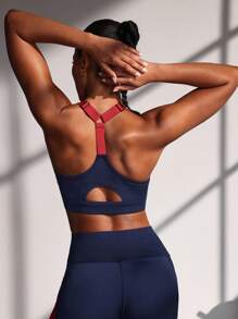 POWERISTA Powerista Women's Daily Fitness Yoga Bra With Color Block Hollow Back Design