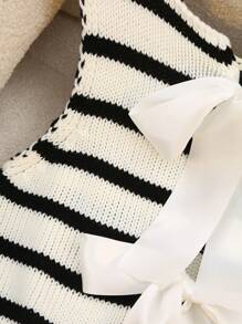 Elamini Casual Striped Bowknot Knitted Vest