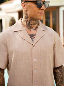 Horizaway Men's Casual Beach Outfit, T-Shirt And Shorts, Stylish Everyday Wear - Yellow - View 7