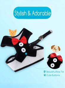 1pc Pet Chest Harness And Back Strap For Walking Medium And Small Dogs, Teddy Dog Chain, Dog Leash, Rope, Dog Supplies - Black - View 3