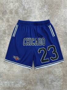 SHEIN Leap Crew 2pcs/Set Teen Boy Casual Short Sleeve T-Shirt And Shorts Set, Street Punk Rock College Style Basketball Shorts For Daily Wear, Party, Music Festival, Suitable For Spring/Summer - Blue - View 2