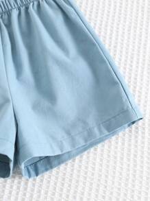 Cozy Pixies Baby Boy 2pcs Set Cartoon Animal Print Knitted Soft Round Neck Short Sleeve Pullover Top And Elastic Waist Shorts