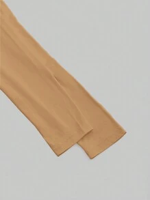 SHEIN EZwear 大码女式纯色高领长袖褶皱 T 恤