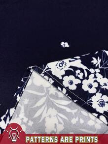 EMERY ROSE Blusa holgada de cuello redondo de manga 3/4 con estampado integral para mujer talla grande, otoño/invierno