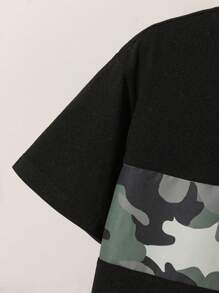 SHEIN 2pcs/Set Boys' Casual Minimalist Letter Print T-Shirt And Sports Shorts, Suitable For Spring/Summer Everyday Wear And Workout Outfits