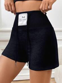 SHEIN EZwear Pantaloncini con vita regolabile con coulisse e applicazione di lettere