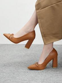 CUCCOO BIZCHIC New Chunky Heel Pointed Toe Slip-On Casual/Work Shoes For Women, Black, Spring/Autumn