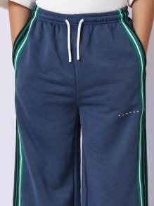 SUMWON Athleisure Track Sweatpants With Side Stripes Classic Training Jogger Pants Elastic Waist Casual Sport Bottoms Perfect For School Gym Exercise