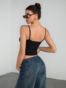 SHEIN Tall 4pcs Women Simple Solid Color Casual Versatile Cropped Camisole - Multicolor - View 9