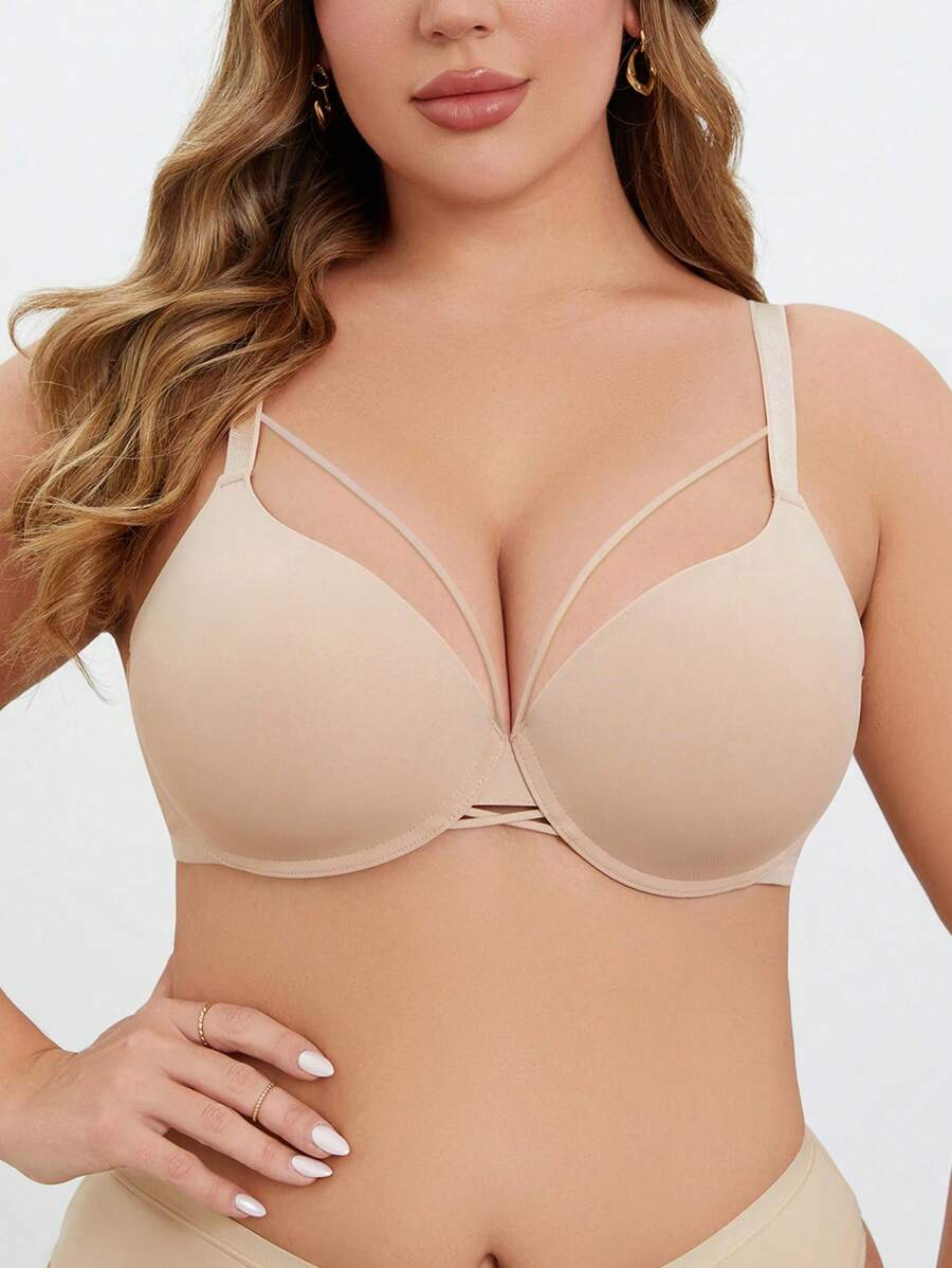 Sujetador con aros para mujer de talla grande, cómodo y de soporte - Albaricoque - Ver 1