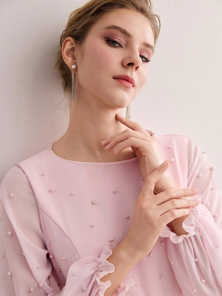 FAUX PEARL BIAS CUT DRESS