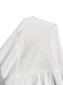 SHEIN LUNE Vestido de mujer talla grande con cuello en V, adornado con bordados y textura - Blanco - Ver 6