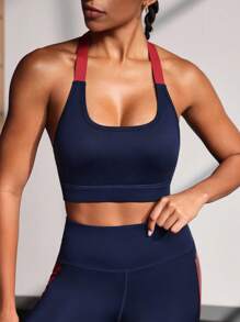 POWERISTA Powerista Women's Daily Fitness Yoga Bra With Color Block Hollow Back Design