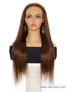 ALL READY WIG 180 密度长直发 #4 巧克力色女士全套假发，预漂白，预拔，预剪蕾丝，融化蕾丝，7x5 无胶假发，100% 真人发质，前假发 9AM HAIR - S4 - 查看 2