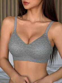 DAZY 无缝无钢圈轻薄女士文胸 - 灰色 - 查看 4
