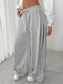 SHEIN EZwear Plus Size Drawstring Waist Loose Sweatpants, Versatile For Sports And Outdoor Activities, Spring/Summer Graduation,Back To School Outfits,Graduation,Teacher Outfits For Women,Back To School