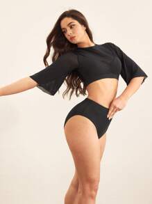 Cheerettes Women's Gymnastics & Dance Training Backless Crop Top & Shorts 2 Pieces Active Set - Black - View 2